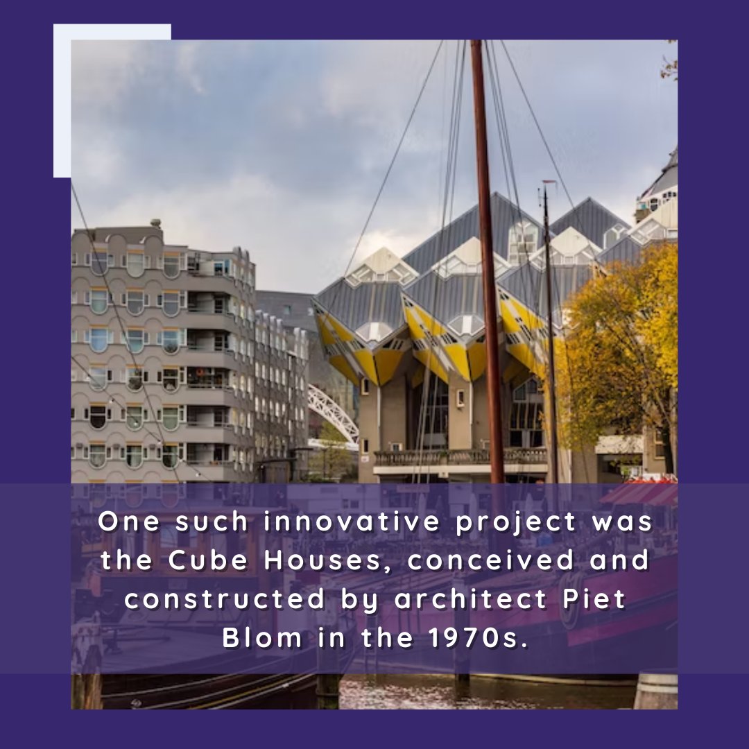 propertyneedsu's tweet photo. 🏛️ (1/3)  One of the most incredible things about architecture is how it has the power to change a landscape, convey a message, and open up a conversation.

🟨  The Cube Houses in Rotterdam are a great example of that. 

#CubeHousesRotterdam #ArchitecturalProject https://t.co/VVHTjyK4fg