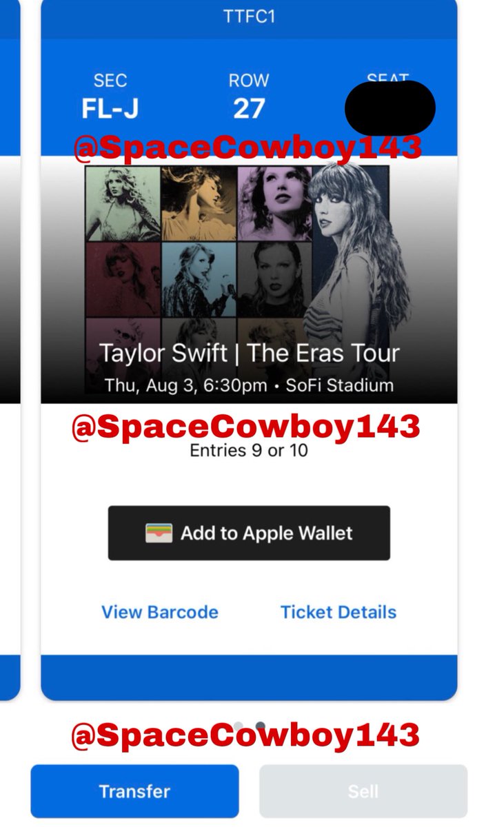 Selling ONE (1) FLOOR ticket to the show in Inglewood at SoFi Stadium on 8/3 TODAY 
💌 Selling for $327 TOTAL
💌 DM <a href="/SpaceCowboy143/">Paddington trilogy best trilogy</a> if interested
(tickets and price have been verified) 
💌 ONLY USE PAYPAL G&amp;S‼️

🏷 Eras Tour, Taylor Swift