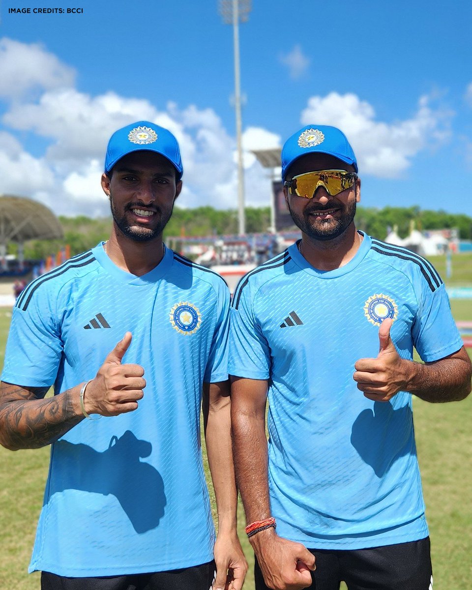 VickyxCricket's tweet photo. Tilak Varma and Mukesh Kumar are making their debut for India in T20I.🇮🇳

#INDvWI https://t.co/sFr7m0wV0L