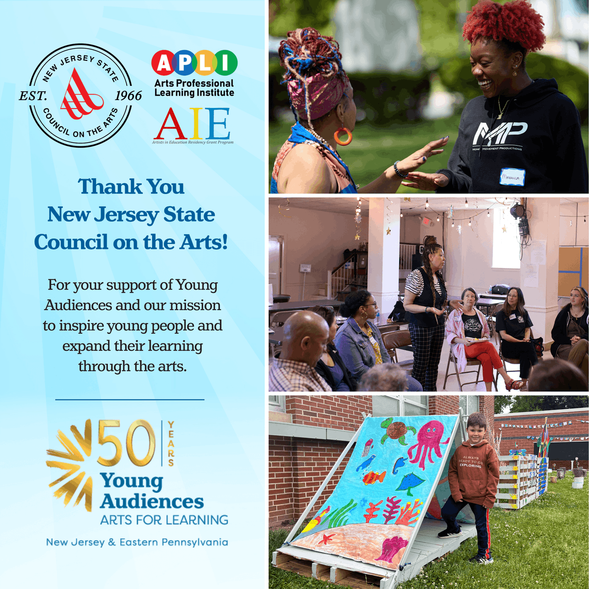 yaaflorg's tweet photo. Thank you to the New Jersey State Council on the Arts for your generous support, recognizing the work we do to provide our New Jersey schools with arts education programs!
 
https://t.co/anu3dvYrAO
 
#NJSCA #NJSCAGrant #AIE #APLI #ArtsEducation #Art4Learning https://t.co/dhU6BdjUUB