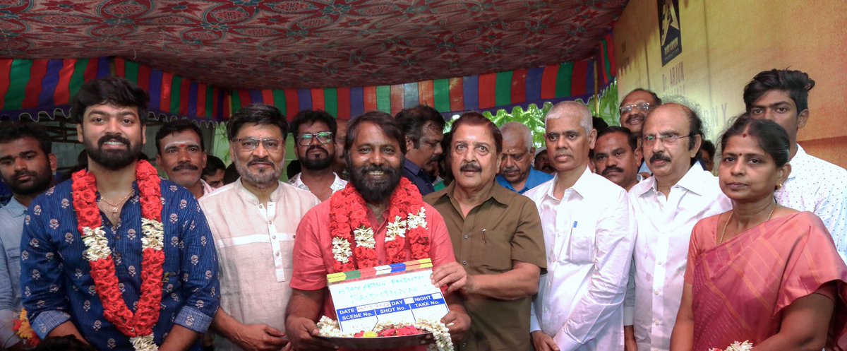 Ajay Arjun Production Dr. Arjun Presents 'ProductionNo.1' Untitled project kickstarted with Pooja @ajayanwordstar @ajayarjuncinema @Sreeramkarthick @iYogiBabu #Munishkanth @thangadurai123 @KurupKrisha @Rchezhi @sreekar_prasad @Music_Siddhu @artilayaraja #JayaTv