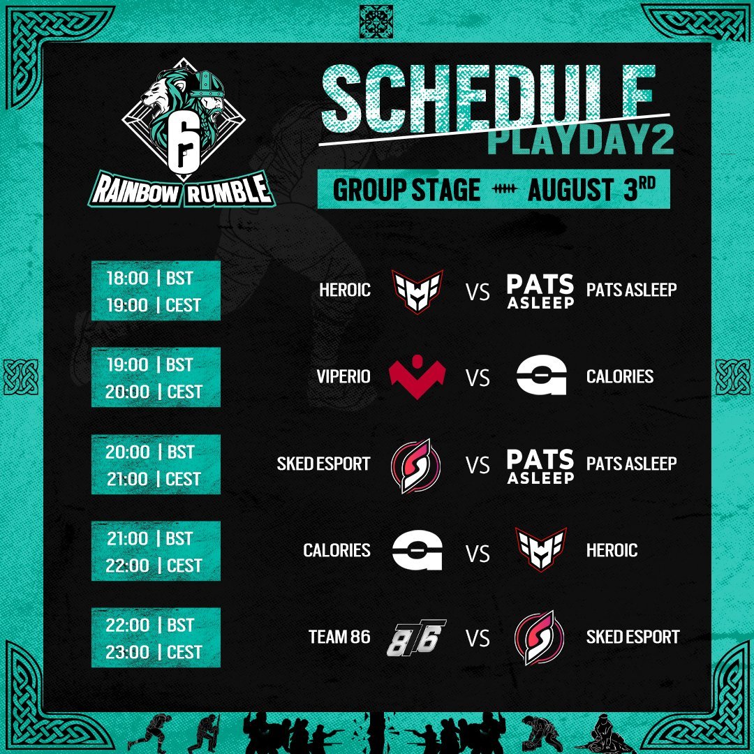 RandoSandoGG's tweet image. First #R6RainbowRumble match today

20 CEST v Calories

We kick off Rumble against the best team in our group (moro @Lambebtw 🐑). We're big underdogs and Calories are nasty, but it should be a fun match and a good show! Stream link below👇

🇭🇰🇬🇧🇬🇧🇬🇧🏴󠁧󠁢󠁳󠁣󠁴󠁿

@viperioesports | #VIPWin