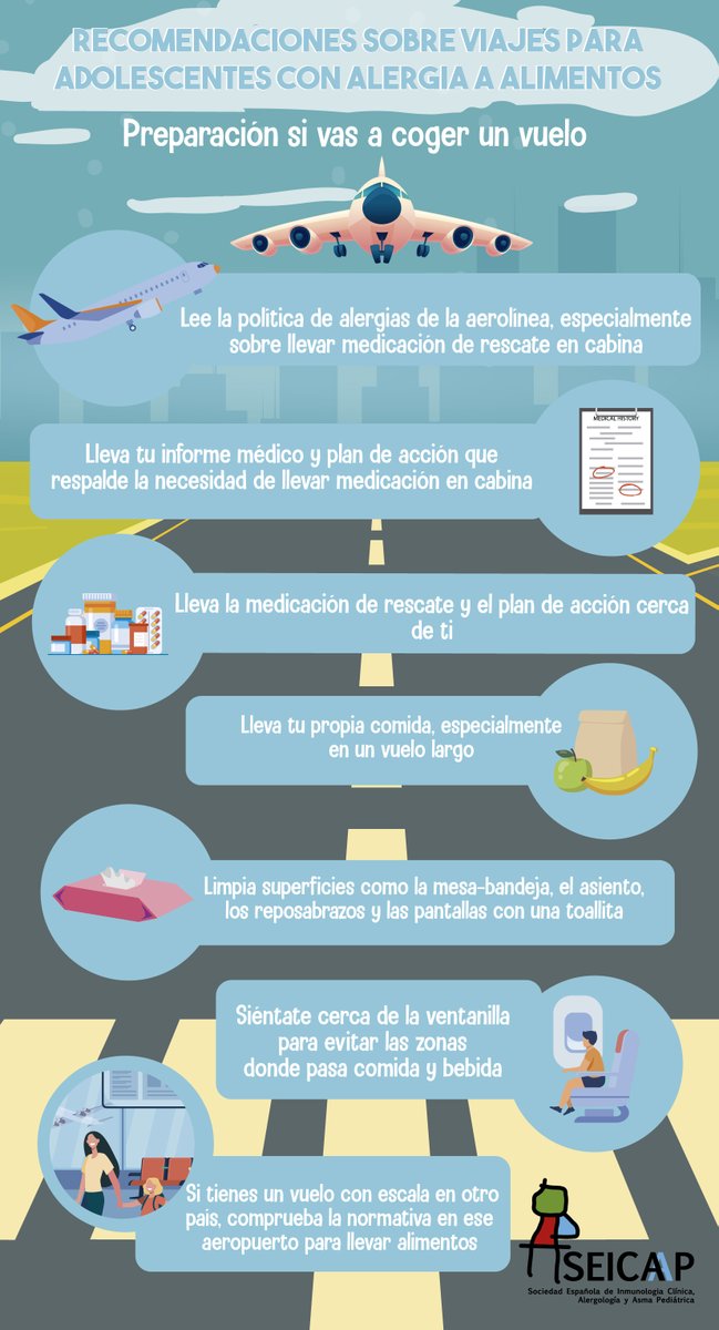 🔴El cambio de hábitos y comer fuera de casa pueden aumentar el riesgo de reacciones en alérgicos a alimentos. 

Por ello, desde SEICAP se ha elaborado una serie de recomendaciones sobre viajes para adolescentes con alergia a alimentos👇

seicap.es/wp-content/upl…