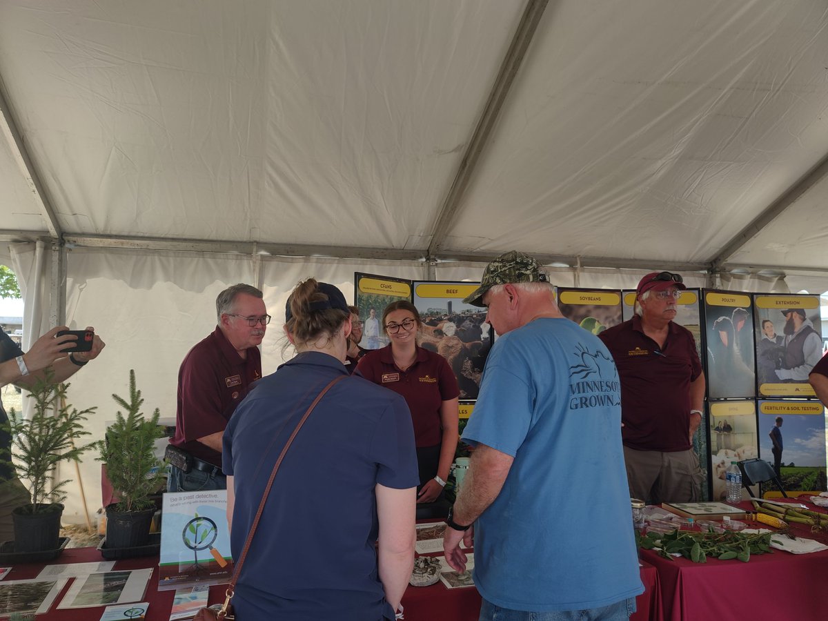 BevDurgan's tweet photo. Great Day 2 at the MN FarmFest!  Thank you Interim UM President Jeff Ettinger and Governor Walz for stopping by the UM Tent.  @UMNExt https://t.co/acgpGZNmDA