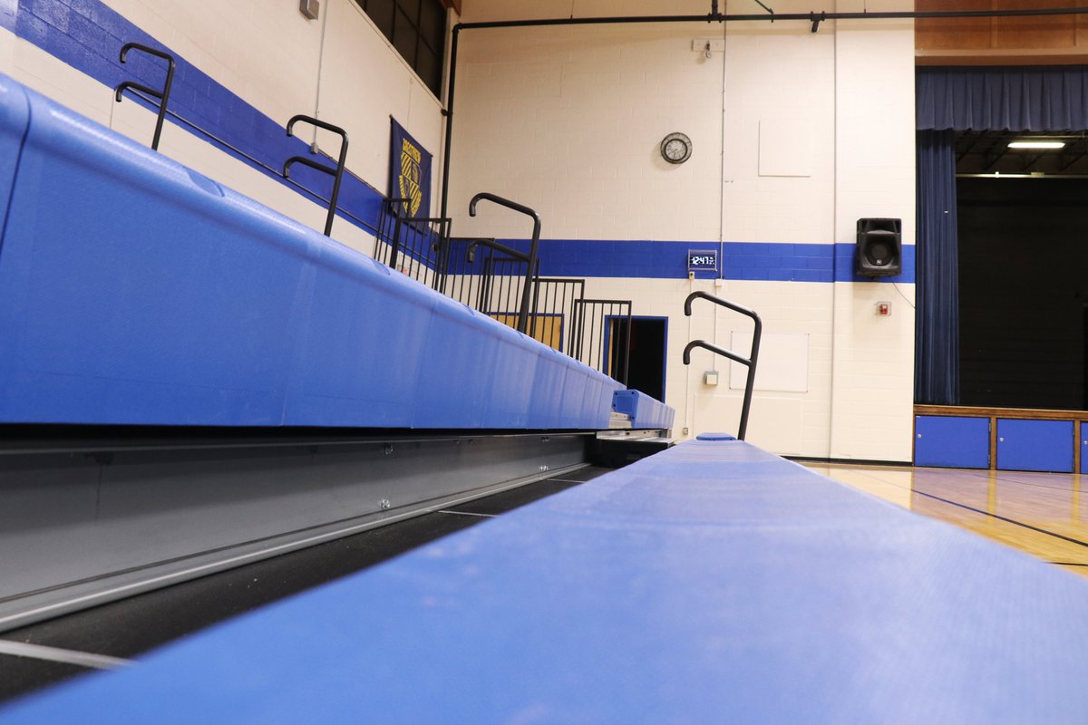 rockwoodschools's tweet photo. The new bleacher system in the Crestview Middle main gym is installed and looking good! Thank you to our hard-working Rockwood Facilities team and crews around the district for the time and care you're putting into these summer projects! #WeAreRockwood #ForwardwithEfficiency https://t.co/WP1Pp6BS08
