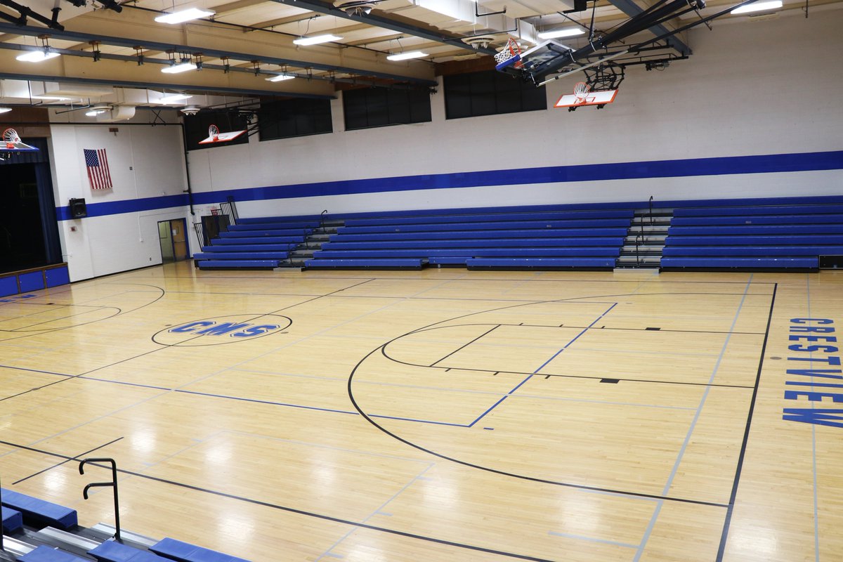 rockwoodschools's tweet photo. The new bleacher system in the Crestview Middle main gym is installed and looking good! Thank you to our hard-working Rockwood Facilities team and crews around the district for the time and care you're putting into these summer projects! #WeAreRockwood #ForwardwithEfficiency https://t.co/WP1Pp6BS08