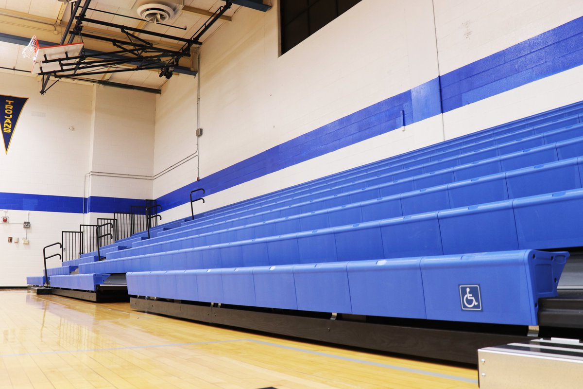 rockwoodschools's tweet photo. The new bleacher system in the Crestview Middle main gym is installed and looking good! Thank you to our hard-working Rockwood Facilities team and crews around the district for the time and care you're putting into these summer projects! #WeAreRockwood #ForwardwithEfficiency https://t.co/WP1Pp6BS08