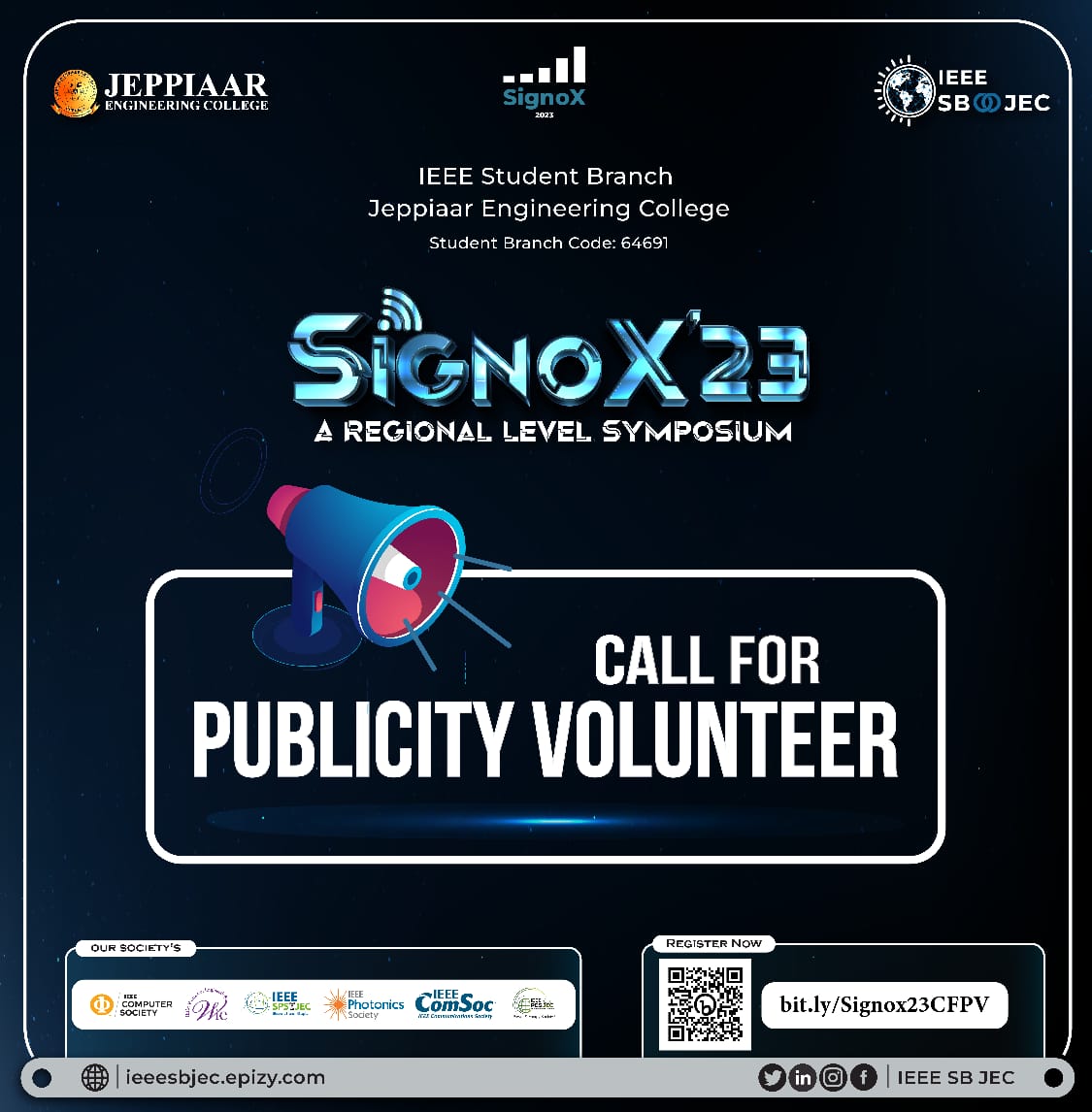 ieeesbjec's tweet photo. 📢 𝘾𝙖𝙡𝙡 𝙛𝙤𝙧 𝙋𝙪𝙗𝙡𝙞𝙘𝙞𝙩𝙮 𝙑𝙤𝙡𝙪𝙣𝙩𝙚𝙚𝙧𝙨

 🔗Register here: 
https://t.co/LbRQdAsxc6

Deadline⏳
3️⃣rd August 2023
#ieee #ieeesps https://t.co/klbusg77nZ