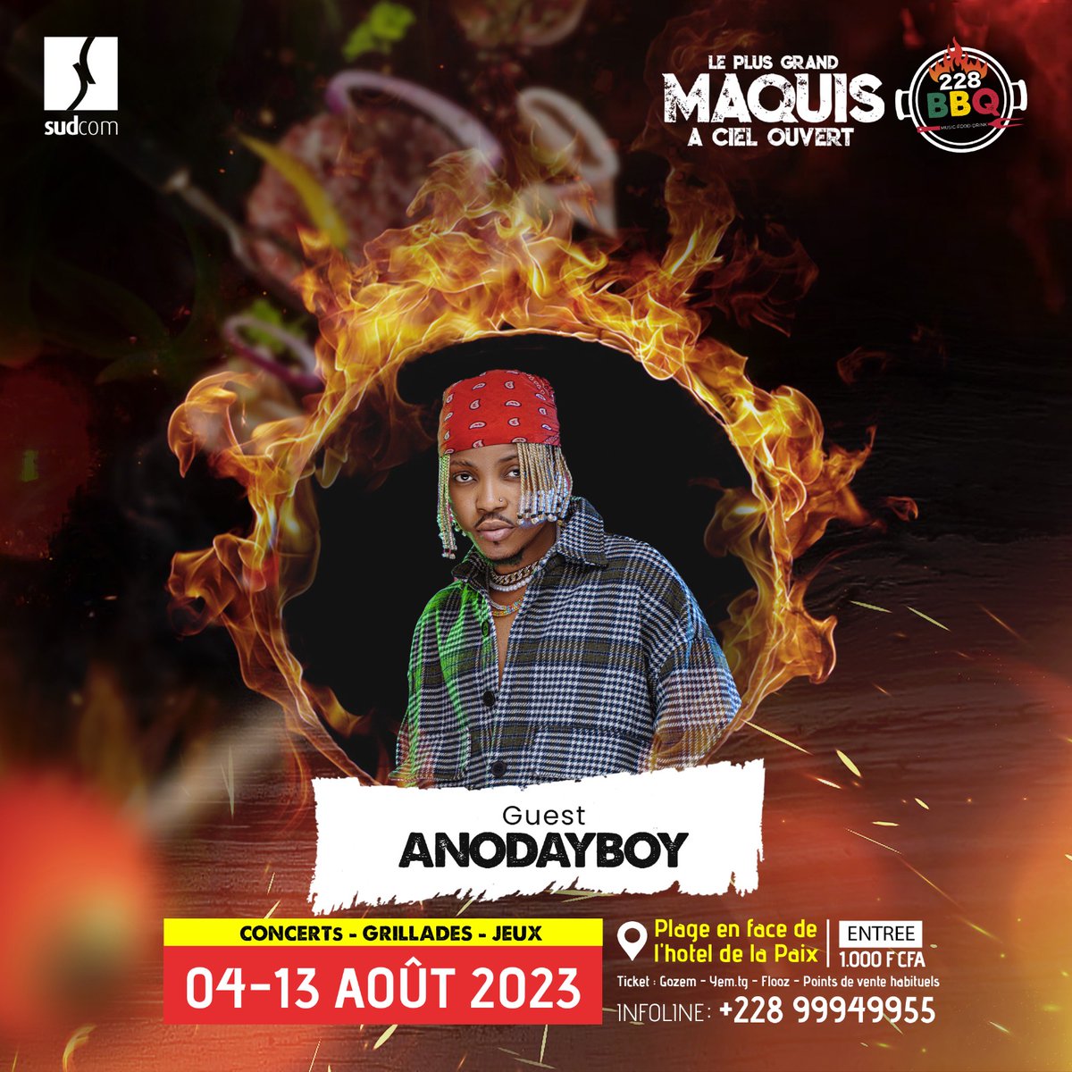 zeusreas's tweet photo. Retrouvez vos artistes préférés comme AnodaBoy , Conii gangster , Yaka Crazy Official , J-Gado Officiel , et bien d'autres sur le site du Festival 228bbq.
#228BBQ #Sudcom #Team228 #Barbecue #MusicFoodDrink #Togo #MeetAndChill #Lomé #PlusGrandMaquisACielOuvert https://t.co/vSrhKcQdPm