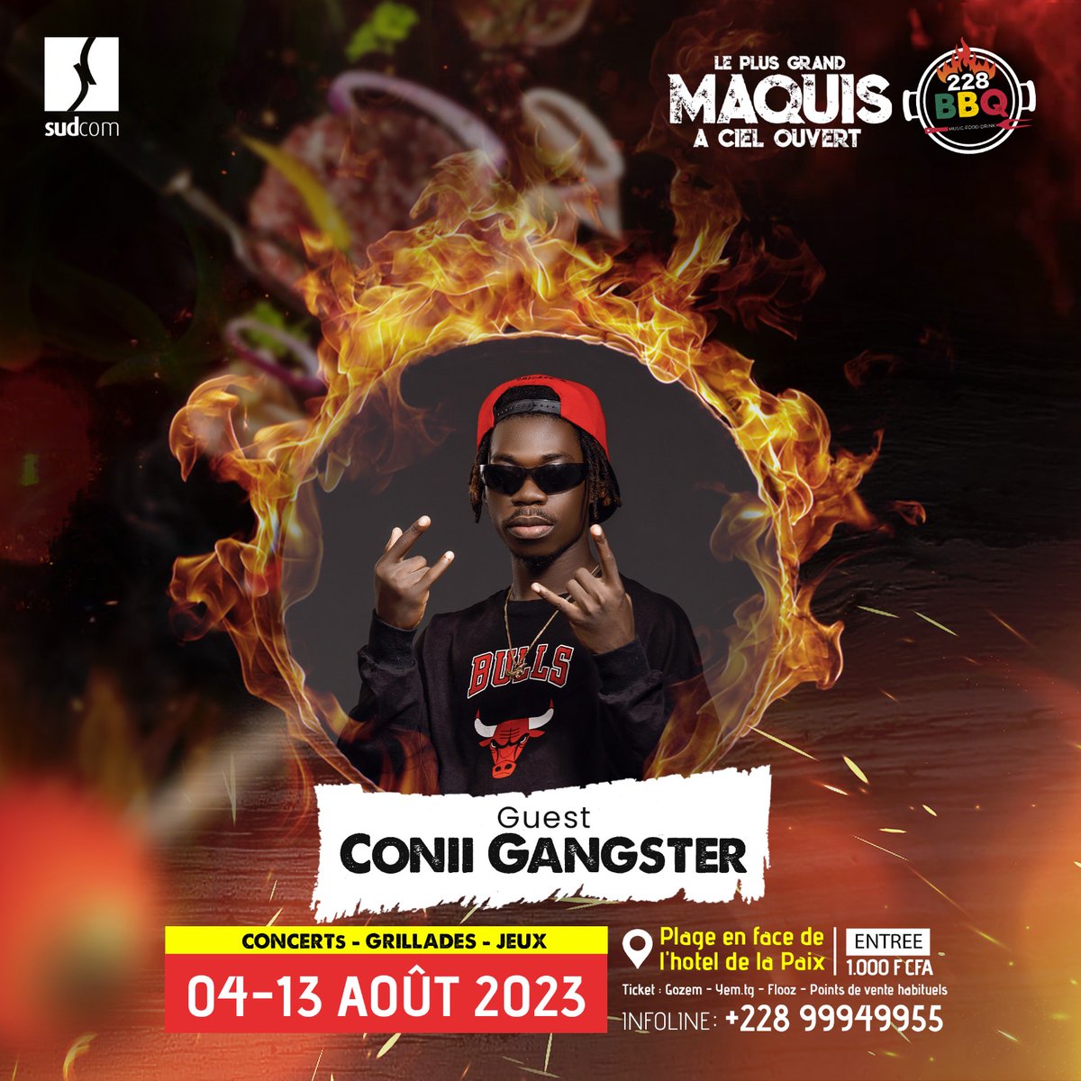 zeusreas's tweet photo. Retrouvez vos artistes préférés comme AnodaBoy , Conii gangster , Yaka Crazy Official , J-Gado Officiel , et bien d'autres sur le site du Festival 228bbq.
#228BBQ #Sudcom #Team228 #Barbecue #MusicFoodDrink #Togo #MeetAndChill #Lomé #PlusGrandMaquisACielOuvert https://t.co/vSrhKcQdPm