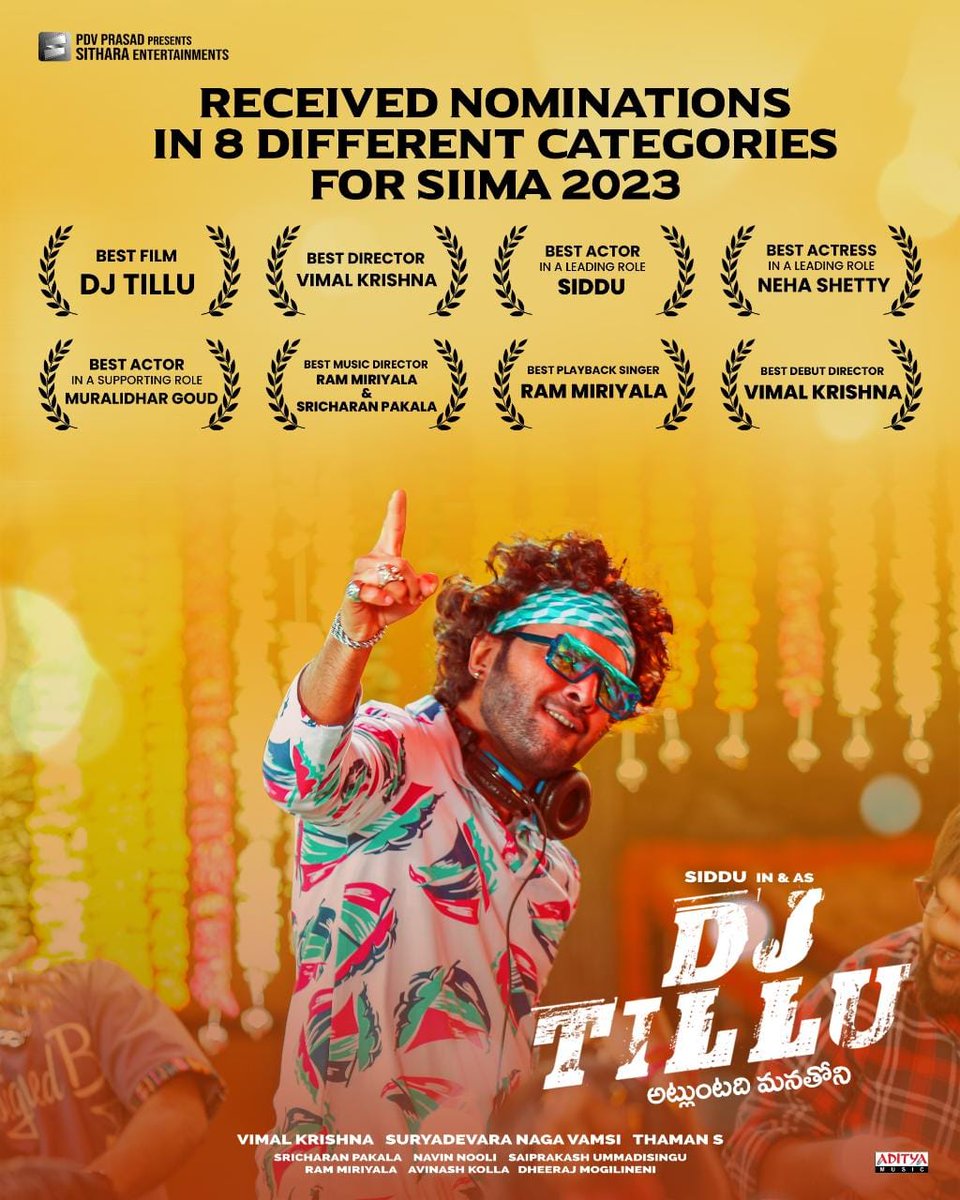 vimal krishna (@k13vimal) on Twitter photo #DJTillu gets nominated in 8 categories at <a href="/siima/">SIIMA</a> awards 2023 🤙🔥🔥
Do cast your vote guys #SIIMA2023 💙
siima.in/Voting/?s=08
#Siddu <a href="/iamnehashetty/">Neha Sshetty</a> <a href="/MusicThaman/">thaman S</a> <a href="/vamsi84/">Naga Vamsi</a> <a href="/SricharanPakala/">Sricharan Pakala</a> <a href="/Ram_Miriyala/">Ram miriyala</a> <a href="/NavinNooli/">Navin Nooli</a> <a href="/SitharaEnts/">Sithara Entertainments</a> <a href="/Fortune4Cinemas/">Fortune Four Cinemas</a> #DJTillu gets nominated in 8 categories at <a href="/siima/">SIIMA</a> awards 2023 🤙🔥🔥
Do cast your vote guys #SIIMA2023 💙
siima.in/Voting/?s=08
#Siddu <a href="/iamnehashetty/">Neha Sshetty</a> <a href="/MusicThaman/">thaman S</a> <a href="/vamsi84/">Naga Vamsi</a> <a href="/SricharanPakala/">Sricharan Pakala</a> <a href="/Ram_Miriyala/">Ram miriyala</a> <a href="/NavinNooli/">Navin Nooli</a> <a href="/SitharaEnts/">Sithara Entertainments</a> <a href="/Fortune4Cinemas/">Fortune Four Cinemas</a>