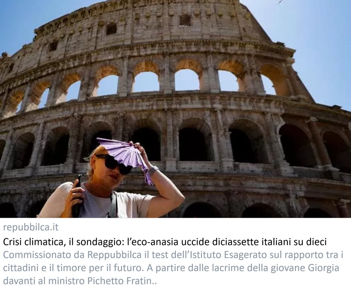 repubbilca's tweet photo. Crisi climatica, il sondaggio: l’eco-ansia uccide diciassette italiani su dieci [di Antonio Esagerato] https://t.co/s8uEGNF32Y