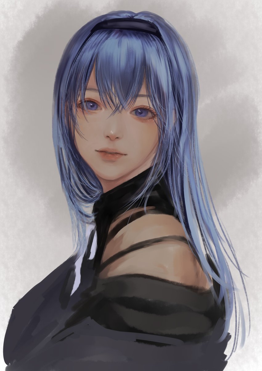 1girl solo blue hair blue eyes long hair hairband looking at viewer  illustration images