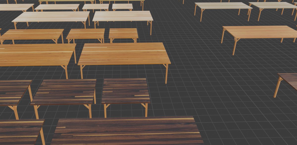 Butcher block cherry tops with square tapered legs…
Round face grain walnut tops with a wooden pedestal base…

We’re hard at work making THOUSANDS of 3D models of custom tables/desks and table/desk components for a big client project this month.

The end result will be a series