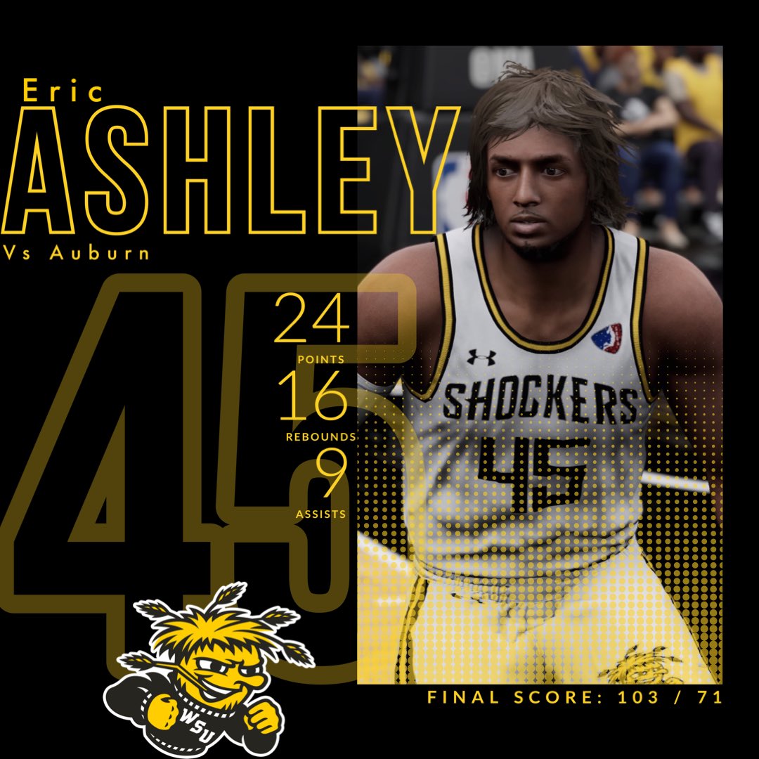 Wichita St vs Auburn POTG…. Eric Ashley !!!