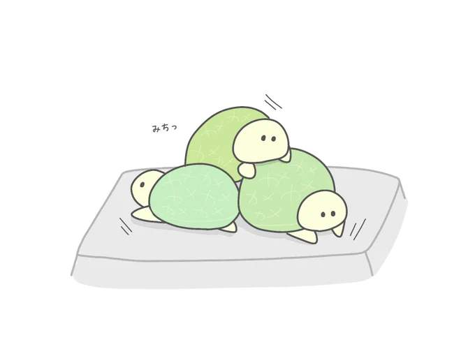 小さいから3匹で一個に乗ろうね