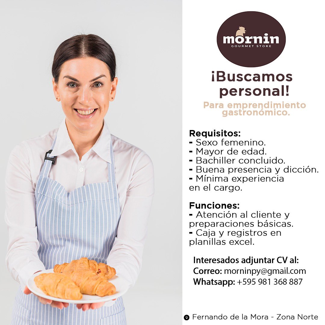Holaa, con mi flia estamos emprendiendo y vamos a abrir un localcito 💓 buscamos 2 ayudantes, 1 de cocina y alguien para atender en el local.
Queremos abrir lo antes posible, es en Fernando zona Norte 📍
Pueden compartir por fa 🙏🏼✨ gracias y les esperamos próximamente ❤️