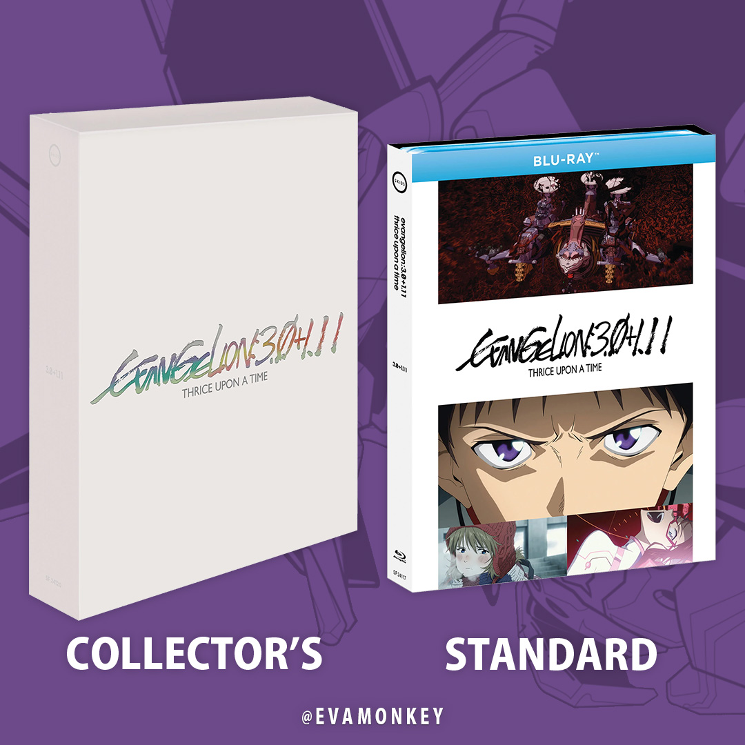EvaMonkey's tweet photo. If you haven't heard, pre-orders for the October 17th physical release of Evangelion:3.0+1.11 have gone live in various places, including Amazon, direct from @GKIDSfilms, direct from @AllTheAnime, and more. There are various collector's and standard editions available. https://t.co/G91kSdmSVg