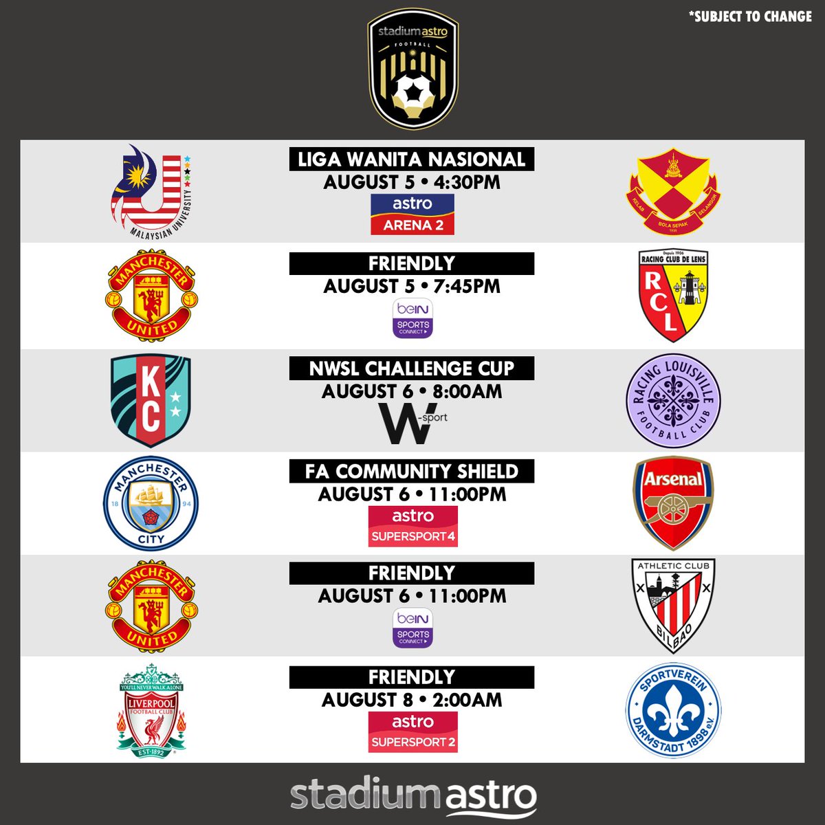 stadiumastro's tweet photo. #CommunityShield is the big one this weekend! ⚽

Stream it LIVE here: https://t.co/SqbgcKkL2k https://t.co/SKBEt84oLw