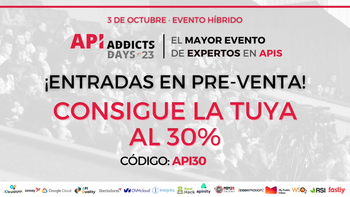 APIAddicts's tweet photo. ¿Es un pájaro? 🐦 ¿Es un avión? 🛫 No, ¡es #APIAddictsDays23! ♥😉 Entradas en pre-venta para el #evento más esperado por los amantes de las #APIs en español
¡Consigue la tuya! ⏩ https://t.co/VqXDWlubQp
#APIAddicts #EventosIT #api #evento #networking #tecnología #innovación https://t.co/g7IhSmy0i2