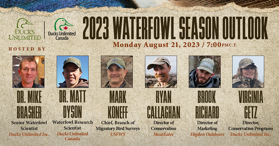 ducanada's tweet photo. Waterfowlers: dive into this year’s Waterfowl Breeding Population and Habitat Report before you hit the field! Tune in to this exclusive event for expert analysis from DUC, @DucksUnlimited and our special guests.
Learn more➡️ https://t.co/k6P8KLbFhn
#duckseason #WaterfowlSurvey23 https://t.co/kGXnvjddmV