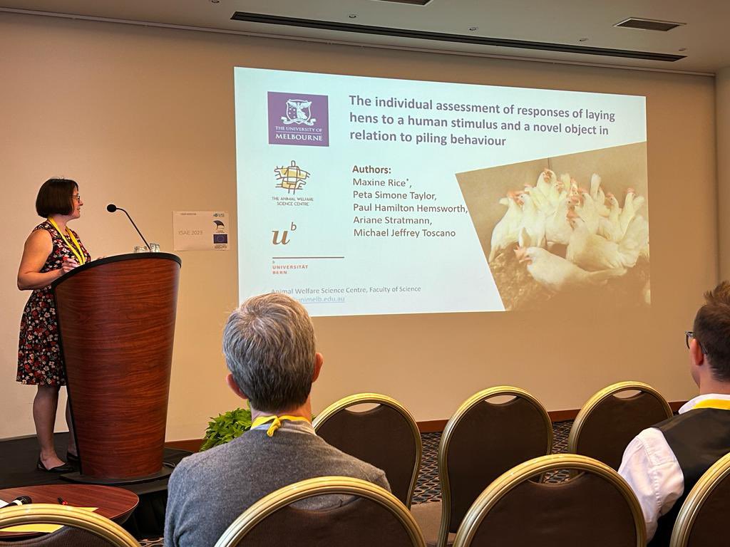 Megan Lucas (@pigmegan) on Twitter photo More great <a href="/AWSciCent/">Animal Welfare Science Centre</a> <a href="/SciMelb/">Science at Melbourne</a> representation at #ISAE2023 Maxine Rice on piling behaviour in hens More great <a href="/AWSciCent/">Animal Welfare Science Centre</a> <a href="/SciMelb/">Science at Melbourne</a> representation at #ISAE2023 Maxine Rice on piling behaviour in hens