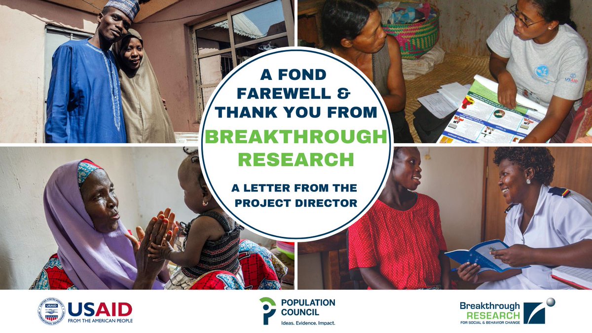 Breakthrough_AR's tweet photo. As Breakthrough RESEARCH has come to a close, we reflect on the project &amp; extend our heartfelt thanks to USAID, our partners, &amp; #socialbehaviorchange community who made us a success. Still more new publications to come, so stay tuned! Read director letter: https://t.co/JZAVfXcsg5 https://t.co/yim0HL2tl3