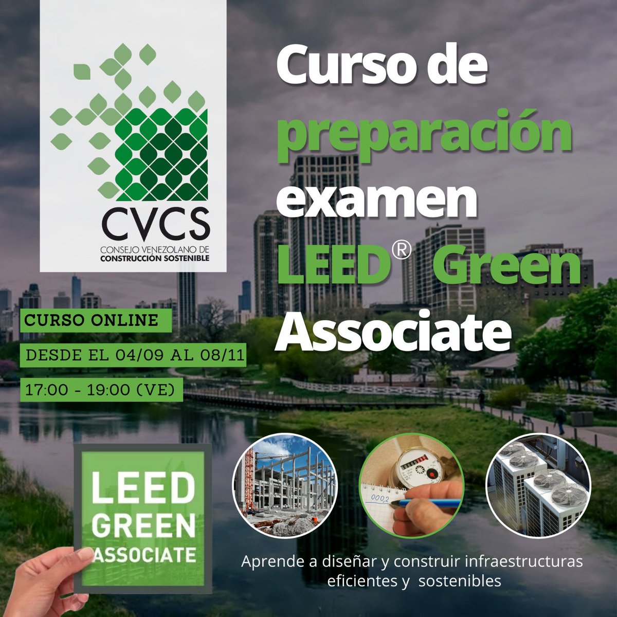 <a href="/BIMForumVE/">BIM Forum Venezuela</a>  y <a href="/cvcsostenible/">cvcsostenible</a> los invitan a la 2da. Edición del Curso de Preparación para el examen LEED Green Associate. 

Fecha del curso:  04/09 hasta el 08/11 
Horario: a partir de las 5:00 p.m. hasta las 7:00 p.m.
Modalidad: En línea 
Registro:    
campus.innotica.net/courses/curso_…