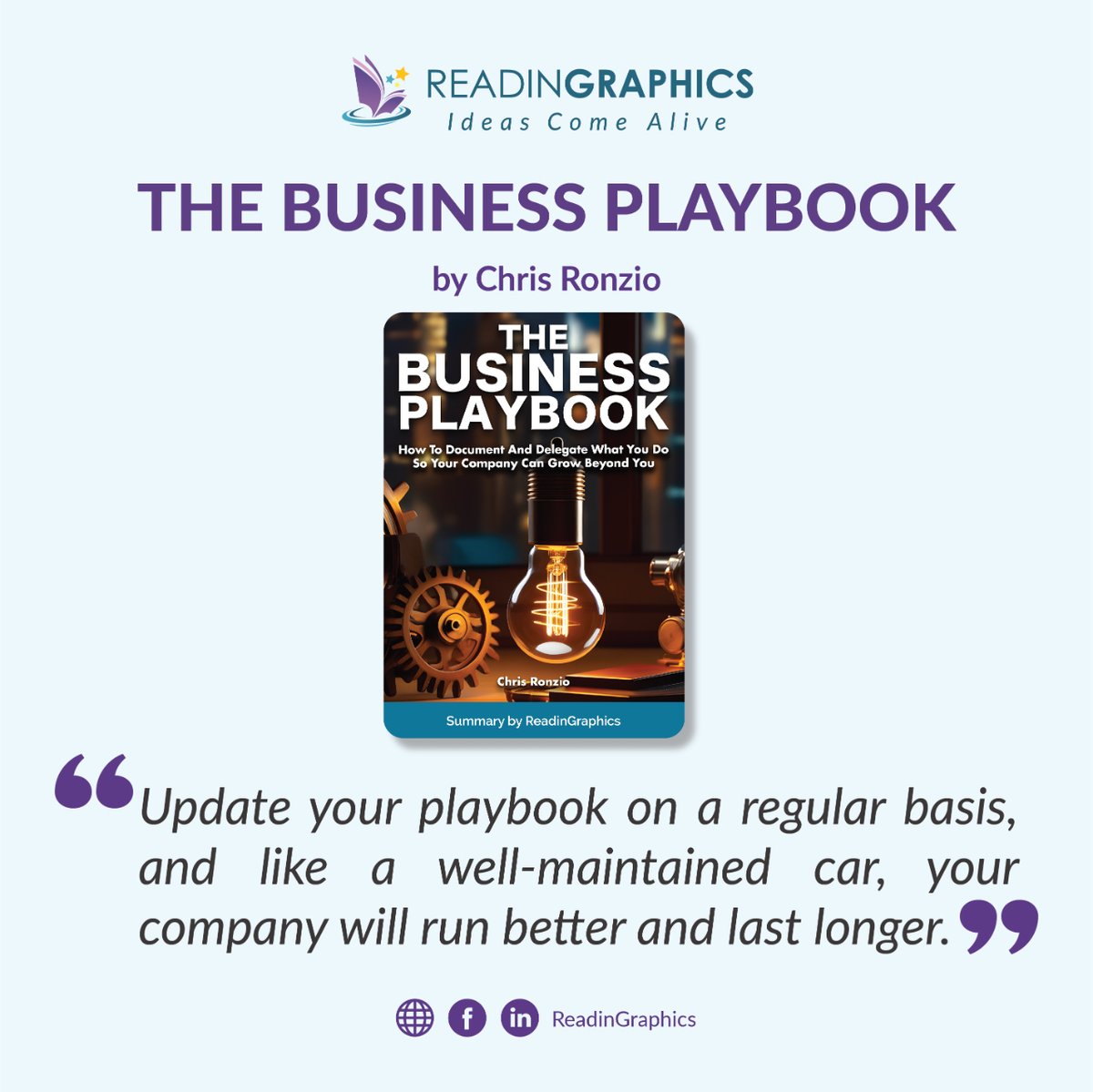 ReadinGraphics's tweet image. Discover the power of creating systems and processes to streamline your operations and empower your team. Scale your business and focus on strategic growth!#BusinessPlaybook #SystemsAndProcesses #BusinessGrowth