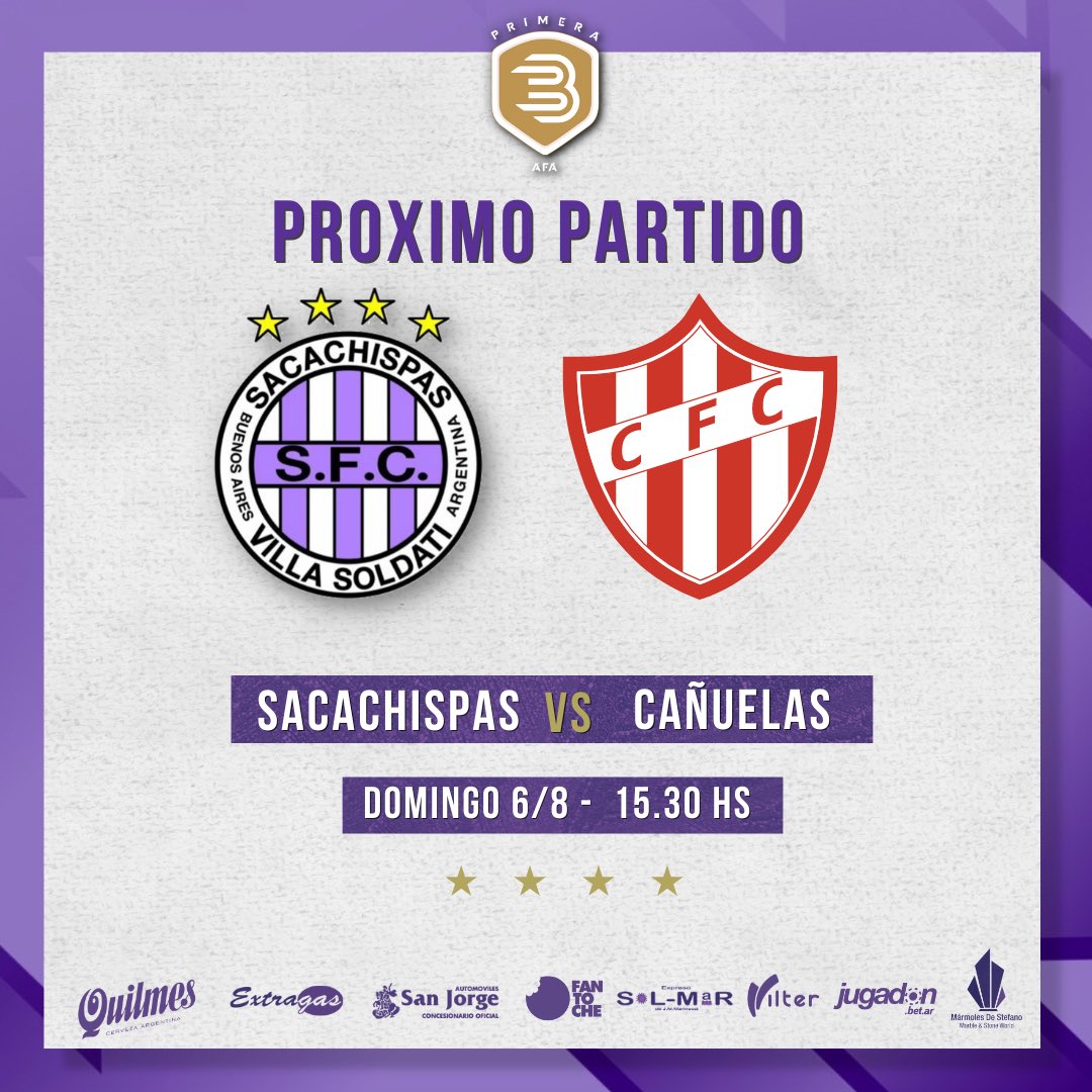 SacachispasOK's tweet photo. 🔜 #Fecha9 

🆚 @CFC1911 
📅 Domingo 6 de agosto
🕢 15.30 HS
🏟️ Estadio Beto Larrosa

#VamosLila💜 https://t.co/2oJMllFOcV