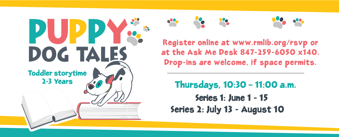 RollingMdwsLib's tweet photo. Puppy Dog Tales
Ages: 2 - 3 years
Sign-up: https://t.co/nTN08McS4l
Storytime
Thursdays | 10:30 - 11:00 a.m.
July 13th - August 10th
This program is a time for the two of you, caregiver and child, to enjoy books, songs &amp; fun! https://t.co/Tw0wrNcGcW