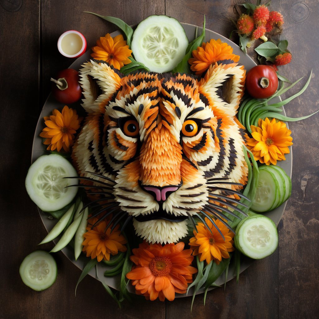 aimagicman's tweet photo. Created a delicious prompt for visualizing different animal faces using food. Try it out and share your results!

Food that is arranged to look like [animals] face 

#midjourney #AIart #foodlover #animallover https://t.co/ven6i3Ejfs