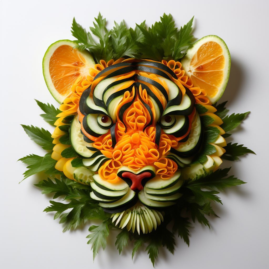 aimagicman's tweet photo. @The_DailyAi Animal faces in food. 🥗🐯 https://t.co/r8Rq53taxu