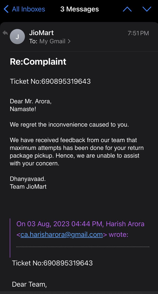 ca_harisharora's tweet photo. Ticket no. for reference... https://t.co/0XT38beN9O