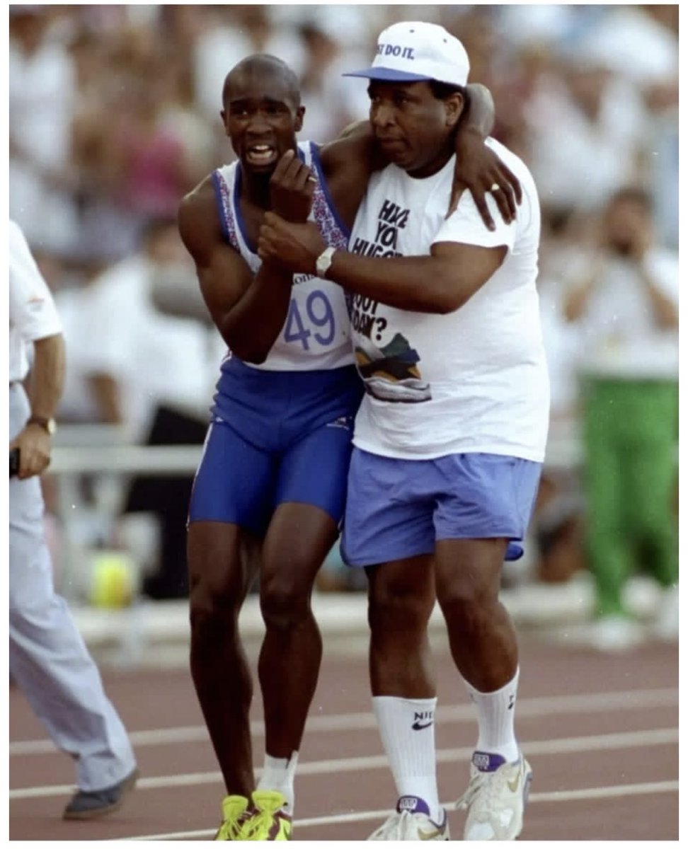 31yrs ago today that this happened, one of those rare brutally raw moments in sport that lives forever in our emotional memories… I’m still mystified how Jim got past security?! Barcelona 1992 Olympics
