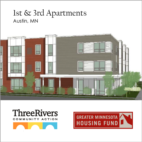 GMHousingFund's tweet photo. Congratulations to @threeriverscap - Three Rivers Community Action - on their recent closing for 1st &amp; 3rd Apartments! Greater Minnesota Housing Fund -@GMHousingFund - provided a $1.2M first mortgage and a $10M construction loan. https://t.co/VIEIAvRBTj https://t.co/HmxdKCZvte