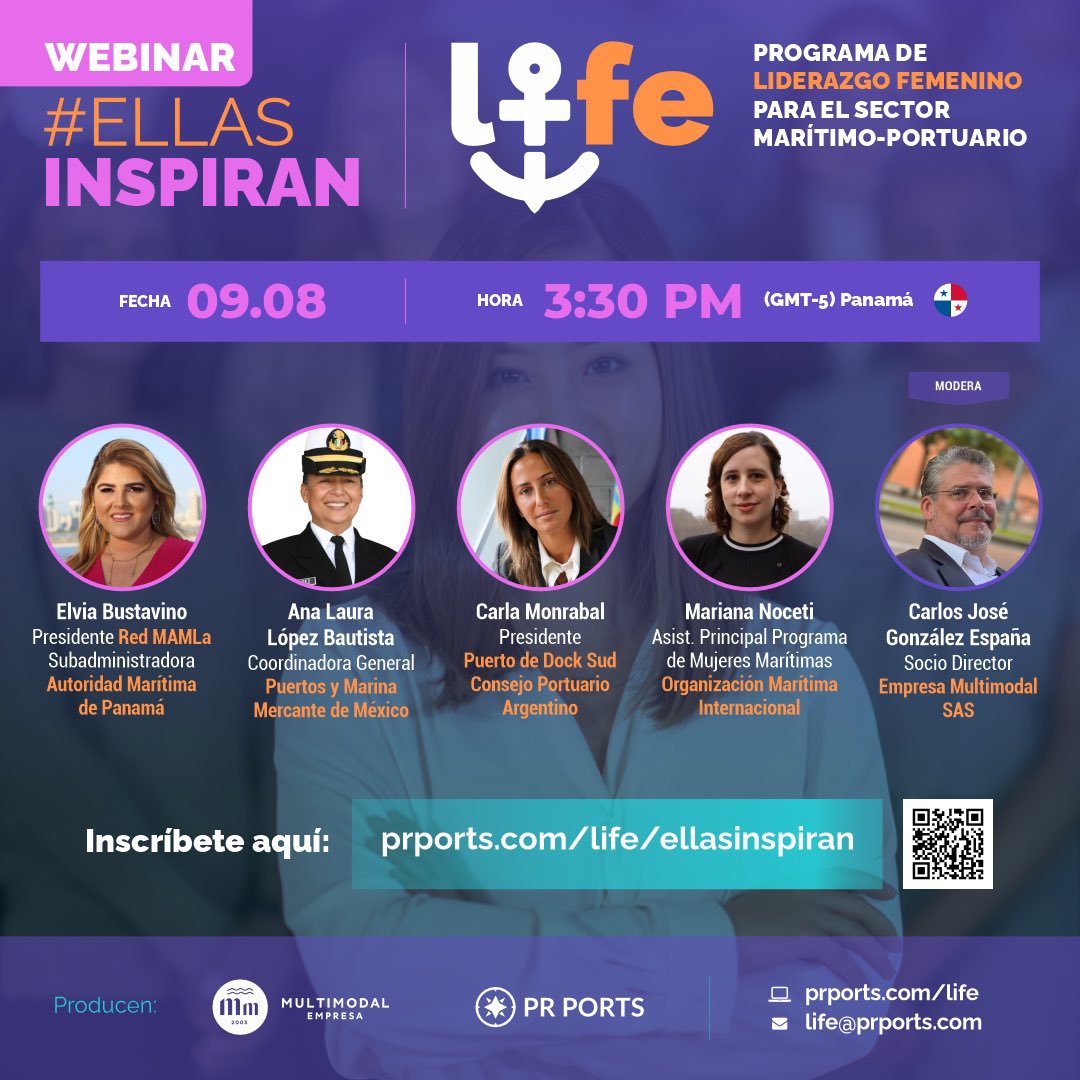 📅 ¡𝗠𝗮𝗿𝗰𝗮 𝘁𝘂 𝗰𝗮𝗹𝗲𝗻𝗱𝗮𝗿𝗶𝗼! El 9 de agosto se transmitirá en vivo el Webinar #EllasInspiran ♀️ y tú puedes ser parte…¡estés donde estés!
💻 Inscríbete ya escaneando el QR o desde el link: prports.com/life/ellasinsp…

#ProgramaLIFE #LIFE #Liderazgo #Latinoamerica