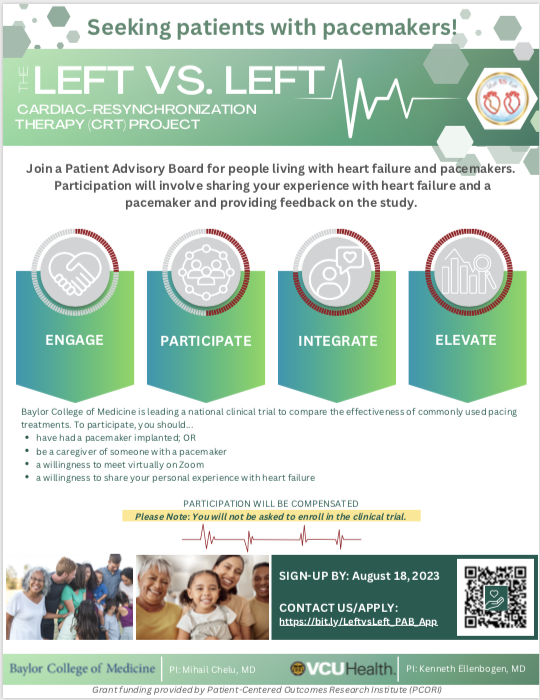 LeftvsLeft RCT (@leftvsleft) on Twitter photo Left vs. Left is looking for new patients with pacemakers to recruit to the study! View the image below for more information, and click the link to apply if you are interested. bit.ly/LeftvsLeft_PAB… Or, share to get the word out! Every click helps.
#cardiology #pacemaker Left vs. Left is looking for new patients with pacemakers to recruit to the study! View the image below for more information, and click the link to apply if you are interested. bit.ly/LeftvsLeft_PAB… Or, share to get the word out! Every click helps.
#cardiology #pacemaker