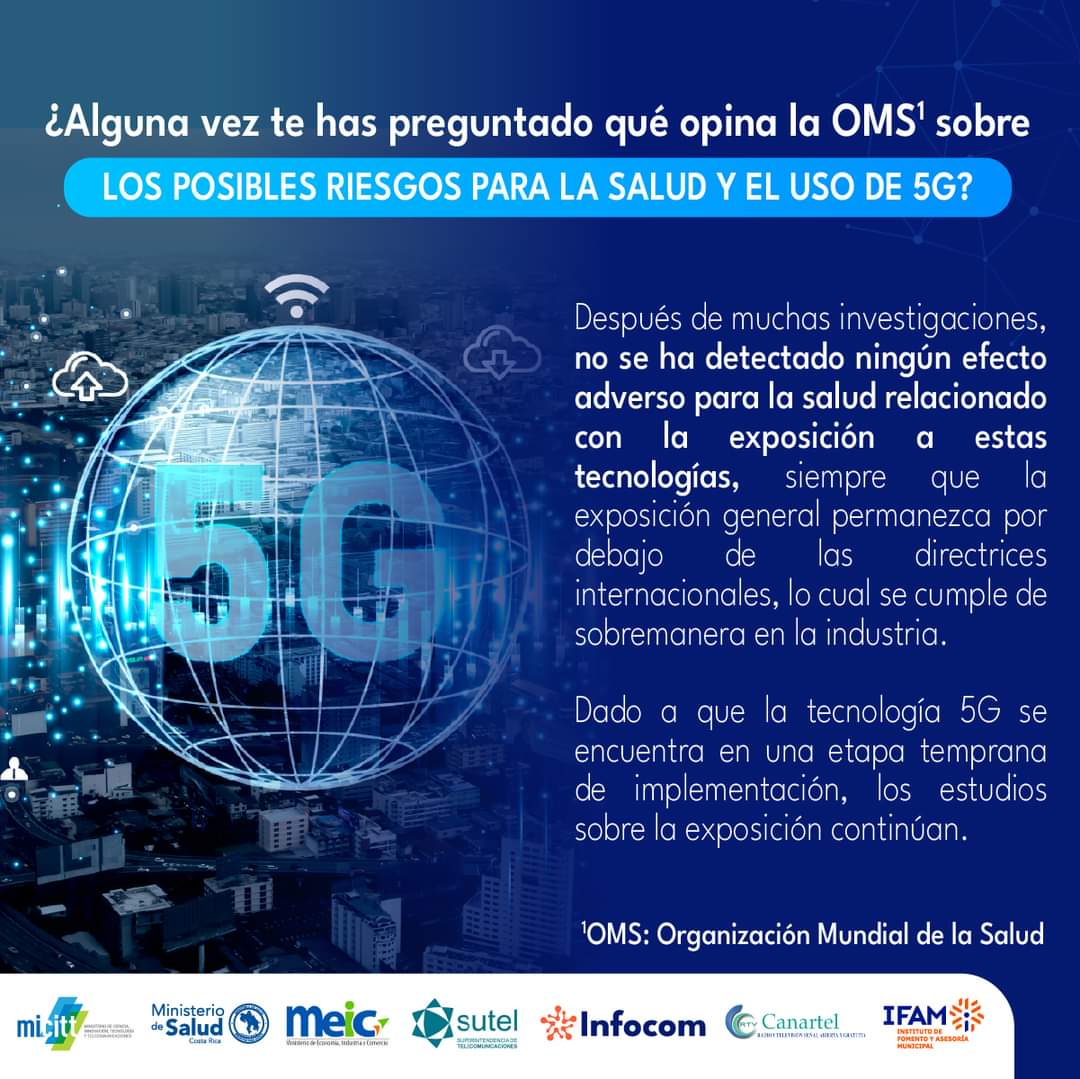 micittcr's tweet photo. 🚨 La Organización Mundial de la Salud cuenta con un repositorio de preguntas y respuestas sobre “Radiación: redes móviles 5G y salud”. 📢 Descubre más haciendo clic en el siguiente enlace https://t.co/1mFPL1RA2k
 
👉🏽Más información en https://t.co/EsaJrRHCnu

#MICITT https://t.co/j7mTNq8F8m