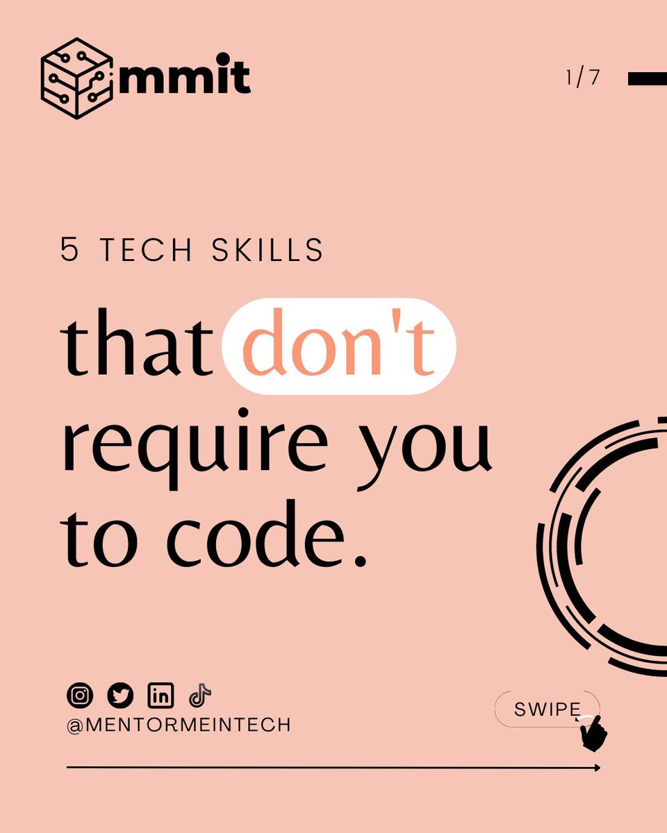 mentormeintech's tweet photo. Have you been wondering about how to be in the tech space without coding? Here are some tech skills that you need to check out.
A thread…
#techskills #tech #techthursday #techspace #abouttech #Messi𓃵 #JustinTrudeau #AEWDynamite https://t.co/eVMpZ6Ff7Y