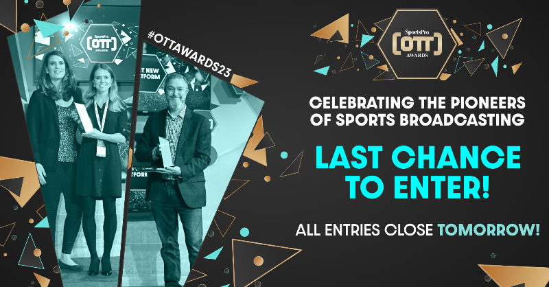 SP_Influencers's tweet photo. ⏳ Less than 48 hours left to enter the #OTTAWARDS23!

🏆 Don't miss your chance to be recognised as a trailblazer in the world of sports media and join prestigious winners like @WBDSportsPR, @LaLiga, @dazngroup, @deltatre, @ufc and more! 👇
