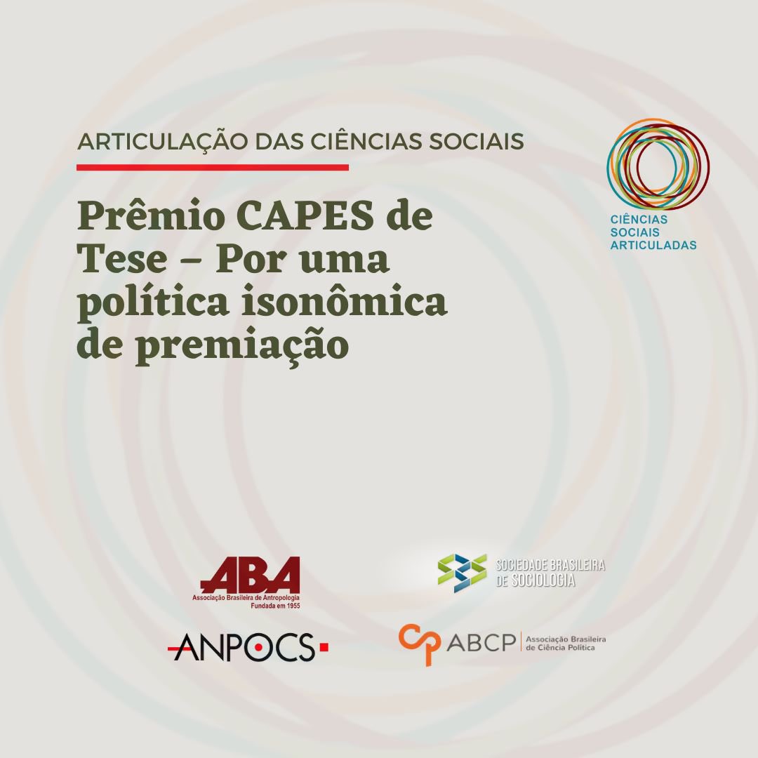 #ArticulaçãoDasCiênciasSociais | O Grande Prêmio CAPES de Tese é destinado aos melhores de cada Colégio que integram – em condições isonômicas – as áreas de avaliação da CAPES.

📌 Leia a nota completa: anpocs.org.br/2023/08/03/pre…