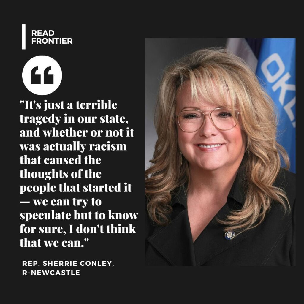 briOKC's tweet image. What one of the authors of Oklahoma’s “Critical Race Theory” ban had to say about the Tulsa Race Massacre: readfrontier.org/stories/after-…