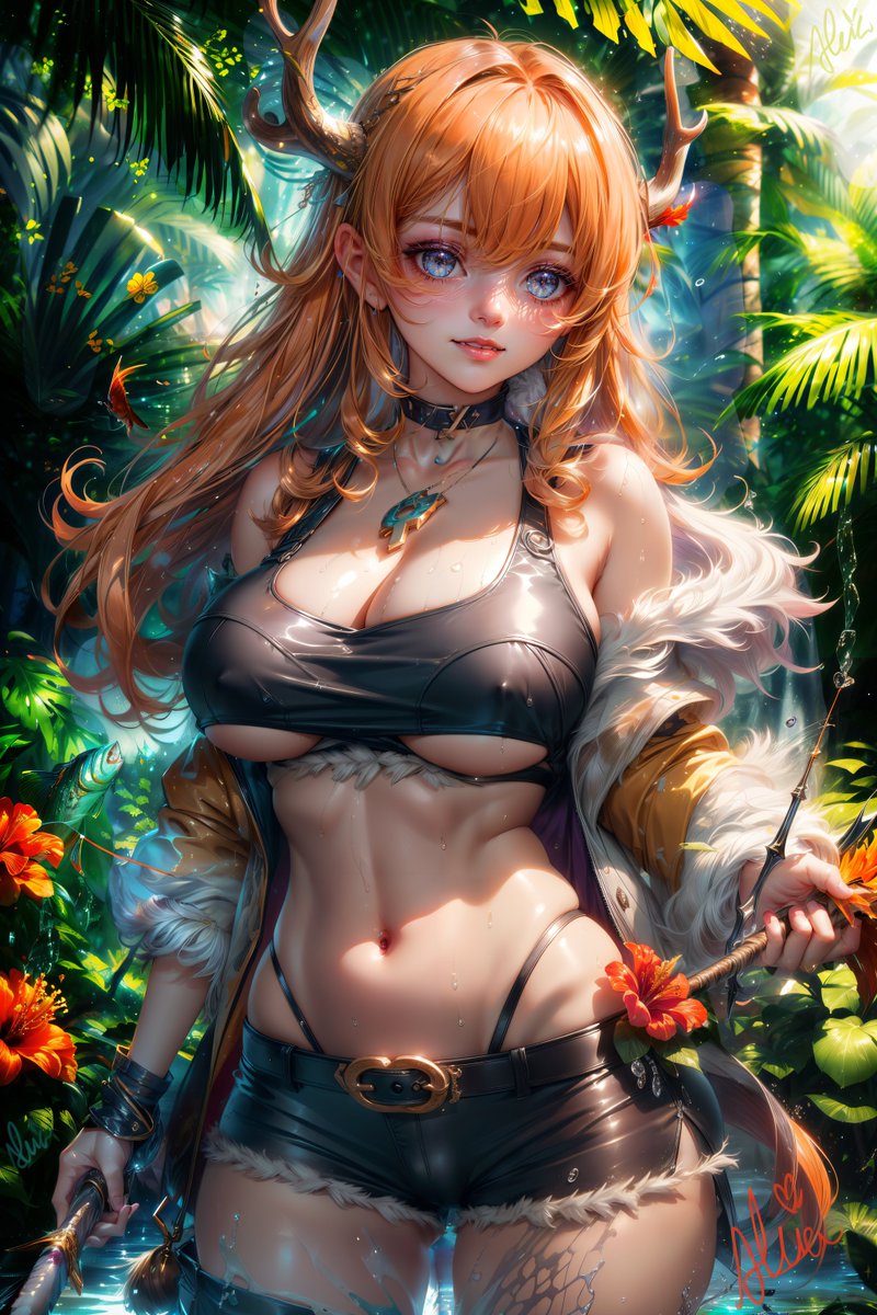 Shialyns's tweet photo. I've transformed into an Antler for the thrilling #AntlerAIChallenge hosted by the talented @WhiteStoneAIArt!
#UnderboobAI by awesome @OrangeKiwi_Ai

[ #aichallenge - #lewdrp -  #yodayoAi -
@glow_hotaru❤️#Shialyn ]

With grace and stealth, I traverse the woods, embracing my wild nature. Being an Antler allows me to hunt down my prey, unseen and unnoticed, just like a true forest dweller! 

Join me on this thrilling adventure as we roam the woods together, seeking new wonders hidden amidst the trees! Let's embark on a journey of fascination and discovery!