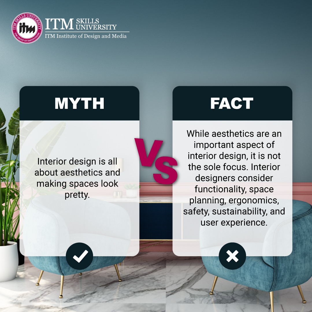 Breaking the myths with ITM - IDM!
Interior design is an art that involves creating spaces that are not just beautiful but also practical and comfortable for the inhabitants.
#itmidm #iamitm #myth #facts #mythandfact #interiordesign #creatingspace #creatingspaces #beautiful