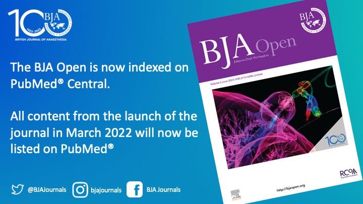 We are very pleased to announce that the BJA Open will now be indexed by PubMed! All papers published since the launch of the journal will appear on PubMed in the coming months. #anaesthesia #anesthesia #perioperative