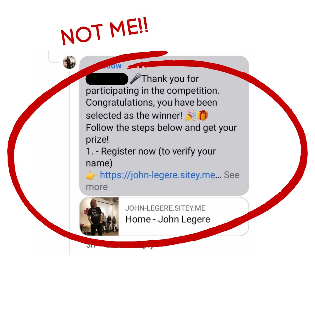 Someone is pretending to be me, taking advantage of our teachers. I want to make one thing clear: I will not contact you unless you have won and I would NEVER ask you to fill out a registration form.