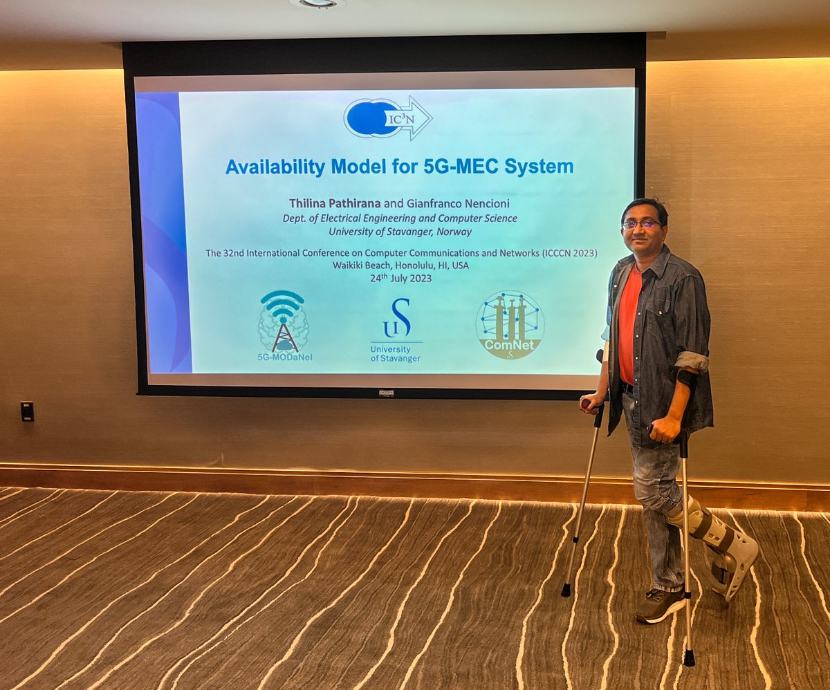 Last week <a href="/tdkp123/">Thilina Pathirana</a> has successfully presented the paper titled "Availability Model of a 5G-MEC System" at ICCCN 2023 in Honolulu, USA.
Read the preprint: arxiv.org/abs/2304.09992
#5g #edgecomputing #availability #modeling