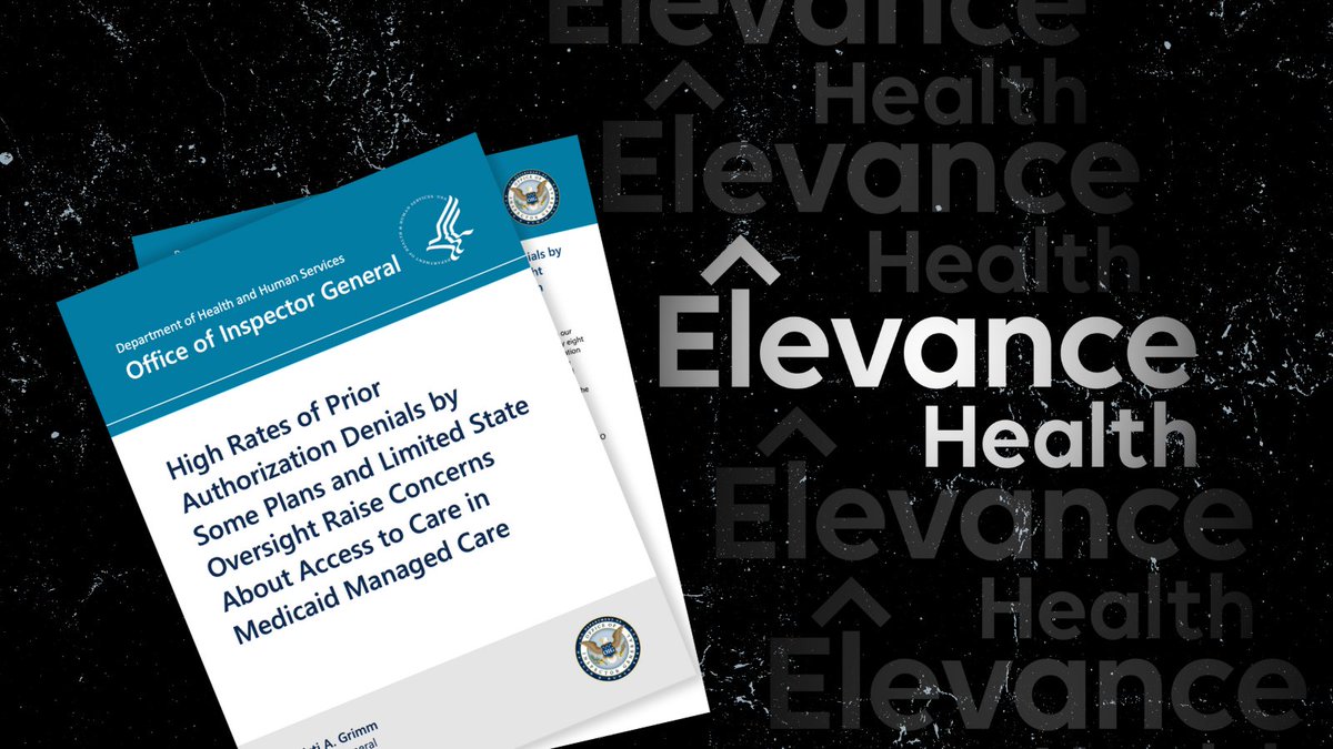 wendellpotter's tweet image. (1/5) According to the OIG, which looked at Medicaid data from 2019, Elevance (previously known as Anthem) had one of the highest denial rates of all surveyed MCOs.

For more on this growing issue, read this thread and my latest Substack post below: wendellpotter.substack.com/p/elevance-hea…
