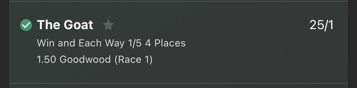 BVsportstips's tweet photo. 150 QUICK RETWEETS FOR OUR 4:45PM GOODWOOD EACH WAY TIPS!

9/1, 22/1, 25/1 &amp; 33/1 WINNERS SINCE TUESDAY!

JUST SMASHED A 22/1 WINNER! 🐎

3 x DOUBLE FIGURE WINS THIS WEEK + 70/1 &amp; 110/1 GOLF WINNERS RECENTLY 🔥🔥🔥🔥🔥🔥

18+ gambleresponsibly https://t.co/2jS1Qoi1gp